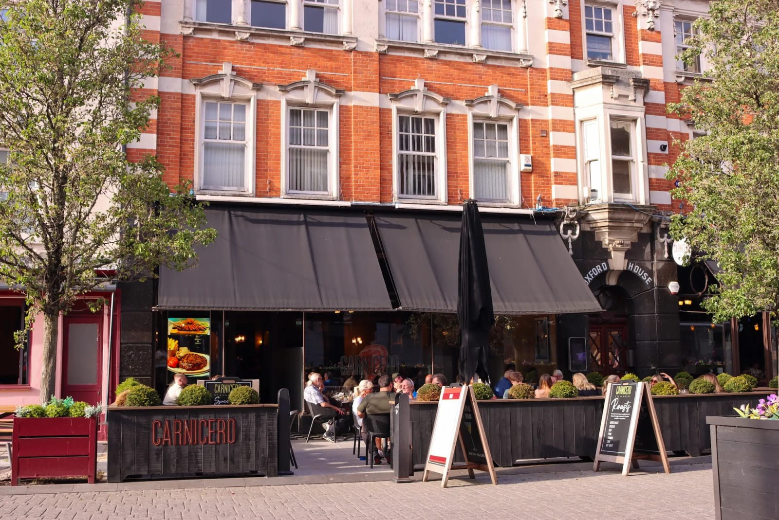 Carnicero steakhouse on Oxford Street, Southampton, with guests dining outside